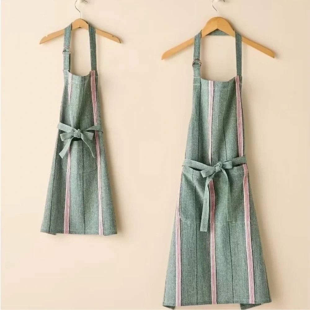 Hearth & Hand Magnolia Christmas Holiday Baking Kitchen Kids Green Stripe Apron